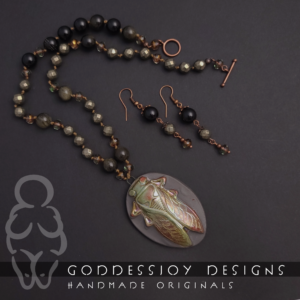 Raku Cicada Necklace
